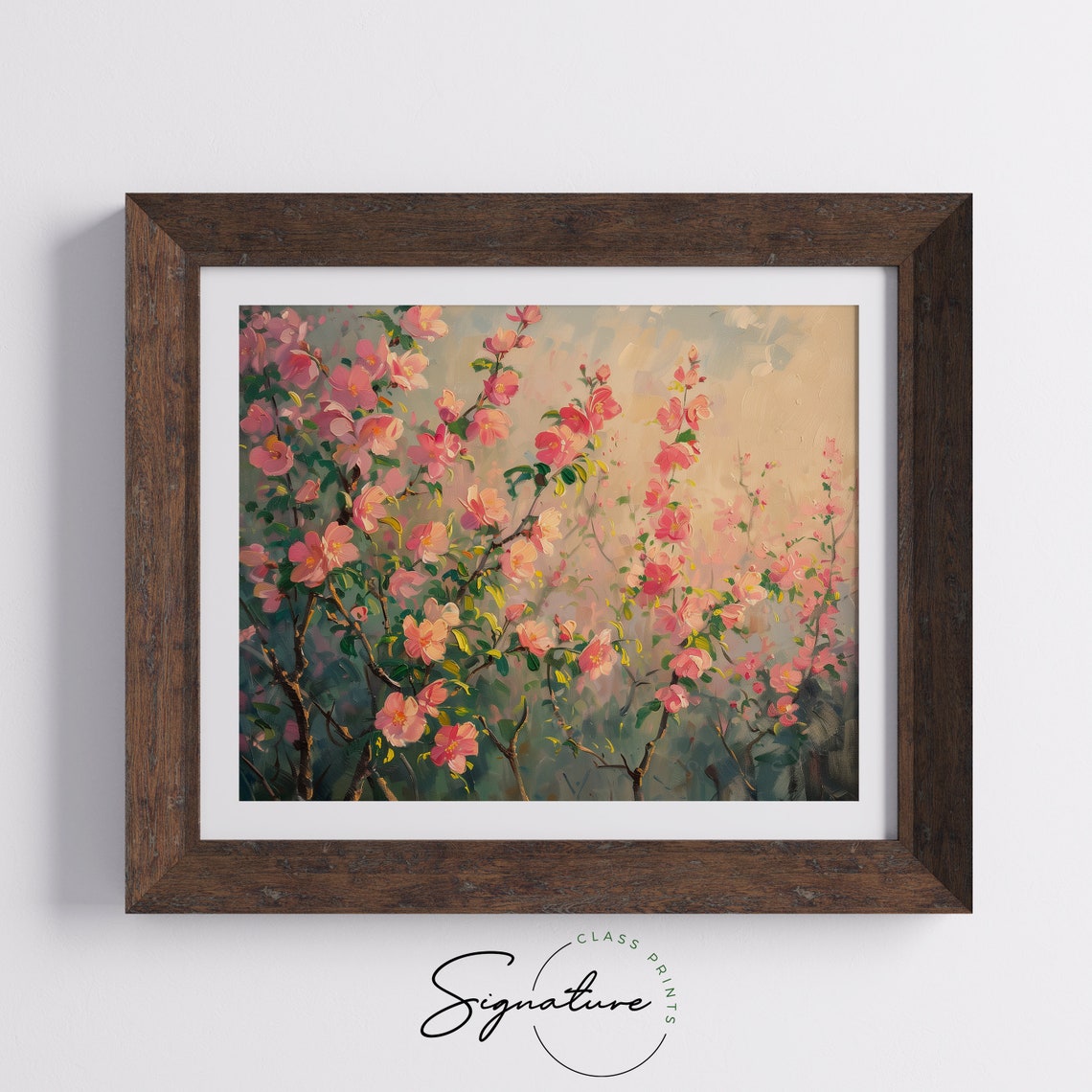 Blossoming Peach Trees In Sunrise Glow Spring Orchard Poster - Image 5