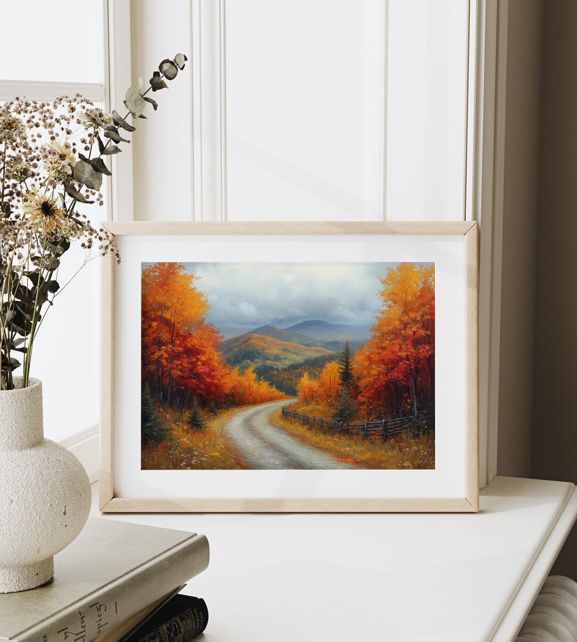 Winding Country Road Through Fiery Autumn Hills Scenic Roadway Poster - Image 6