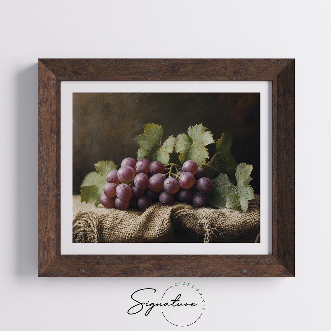 Purple Grapes Still Life Painting Burlap Rustic Fruit Decor Poster - Image 5