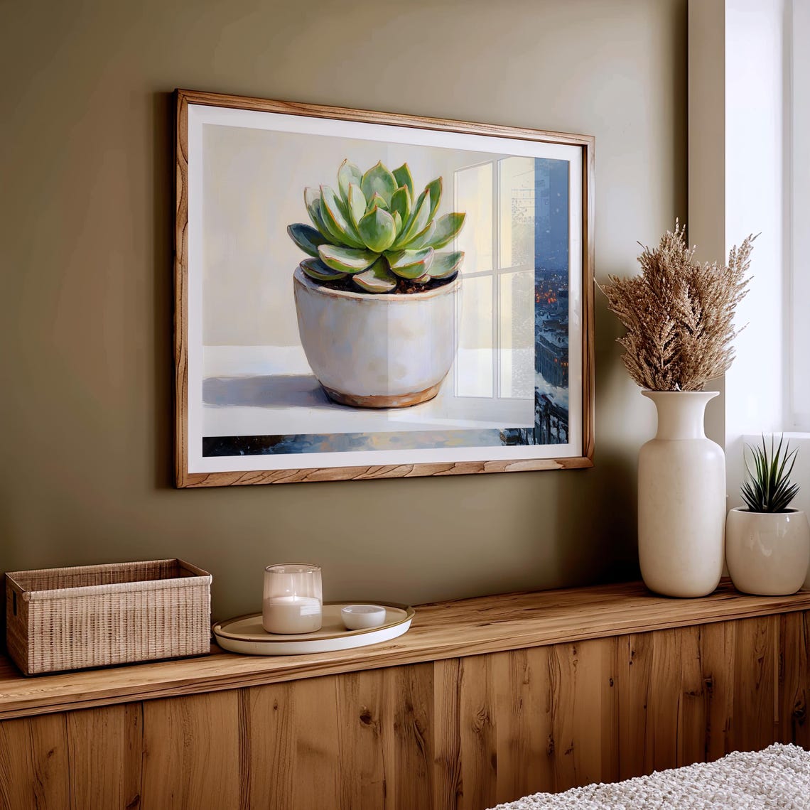 Succulent Plant in White Ceramic Pot Minimalist Botanical Art Poster - Image 5
