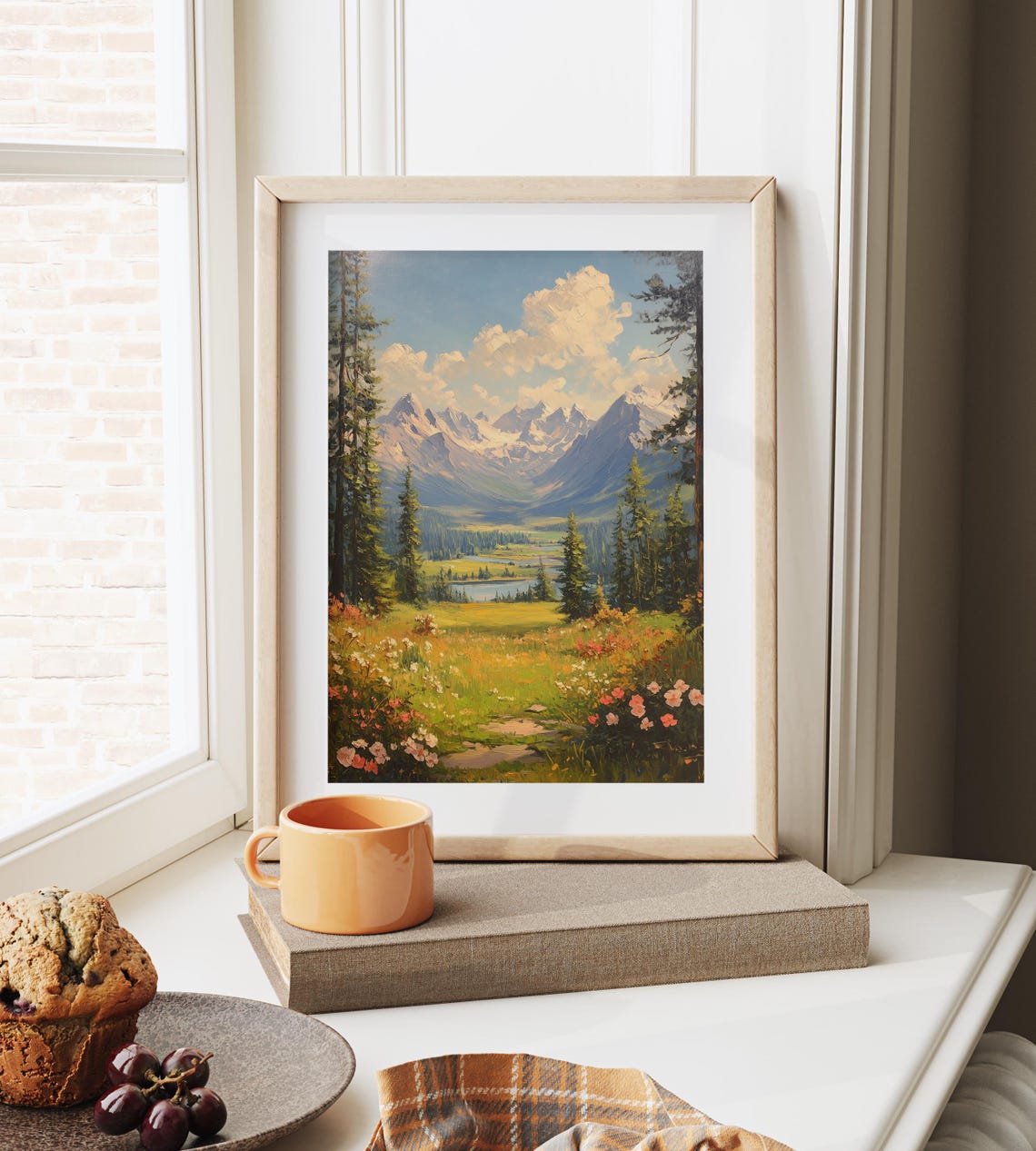 Tranquil Valley Wildflowers With Pines Lake And Mountain Peaks Poster - Image 6