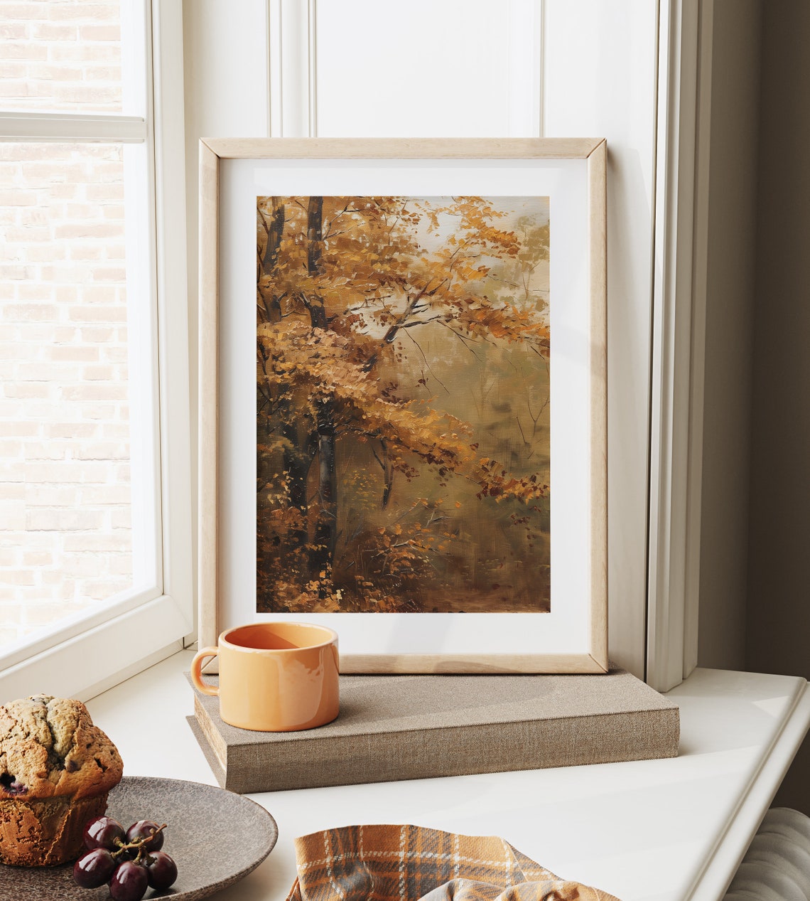Golden Autumn Maple Forest Morning Mist Warm Fall Foliage Oil Poster - Image 6