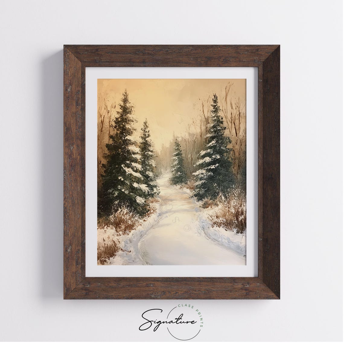 Blue Misty Pine Forest with Snowy Clearing Winter Landscape Poster - Image 3