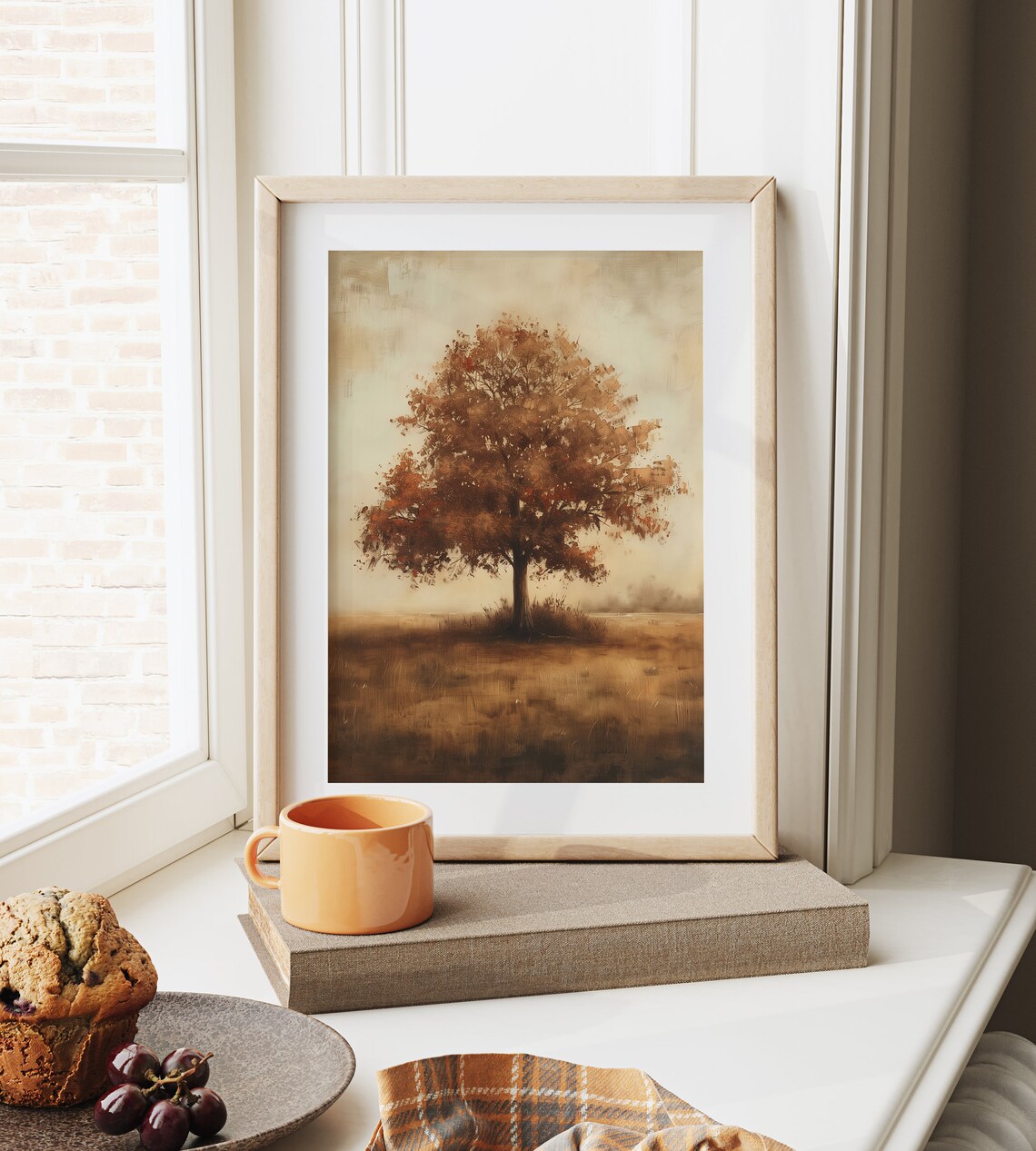 Solitary Autumn Tree Golden Field Minimalist Warm Tones Vintage Poster - Image 6