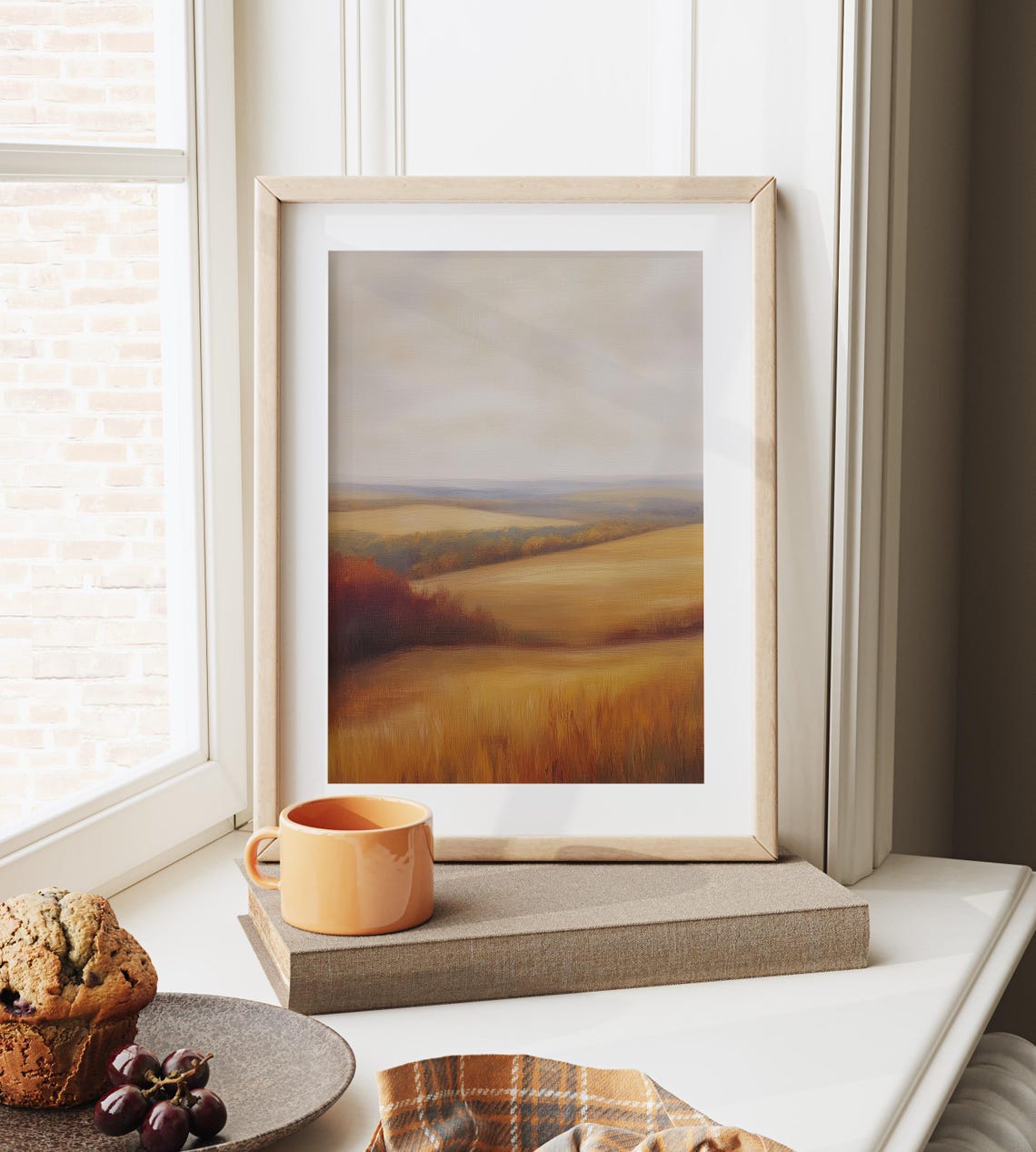 Rolling Golden Hills Under a Soft Sky Peaceful Autumn Landscape Poster - Image 6
