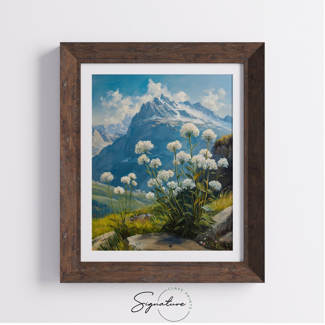 Alpine Meadow Edelweiss In Bloom Art Print, Rustic Nature - Image 4