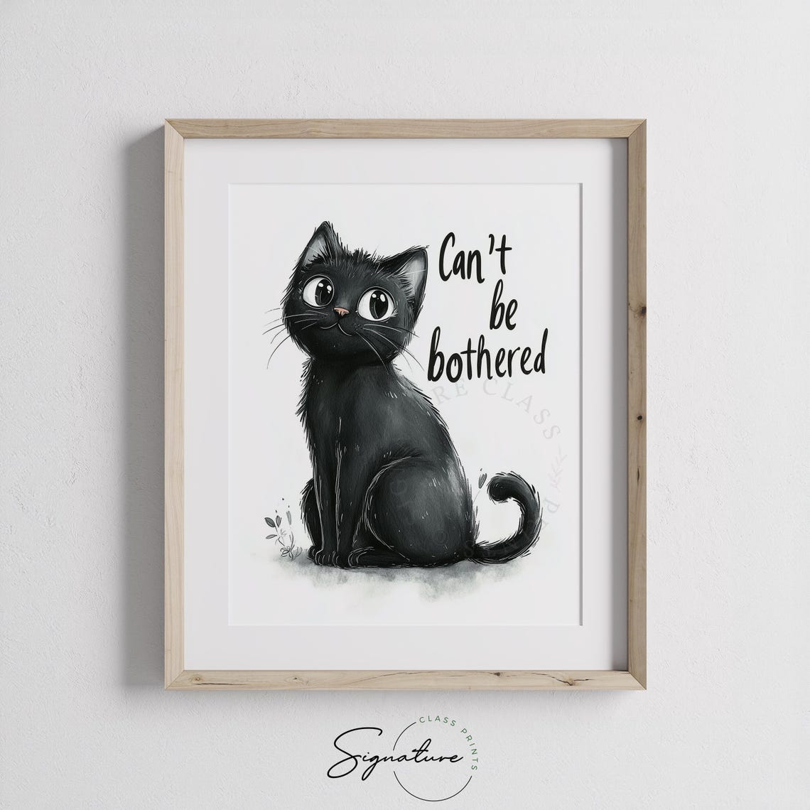 Can Not Be Bothered Sassy Black Cat Big Eyes Cute Quote Wall Art - Image 3
