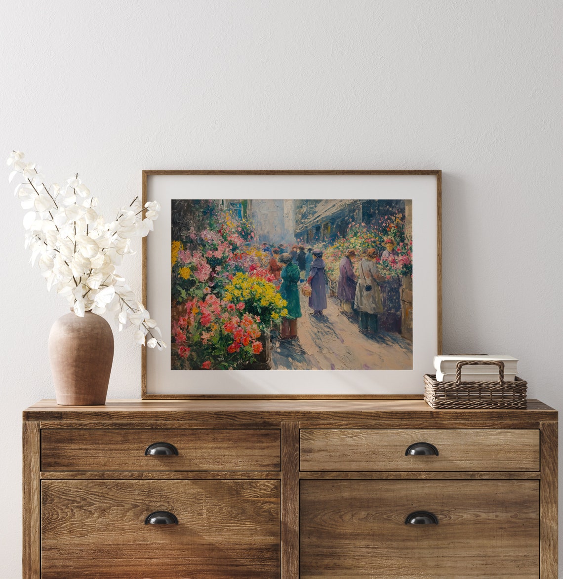 Paris Flower Market Bustling Floral Street Scene Impressionist Poster - Image 3