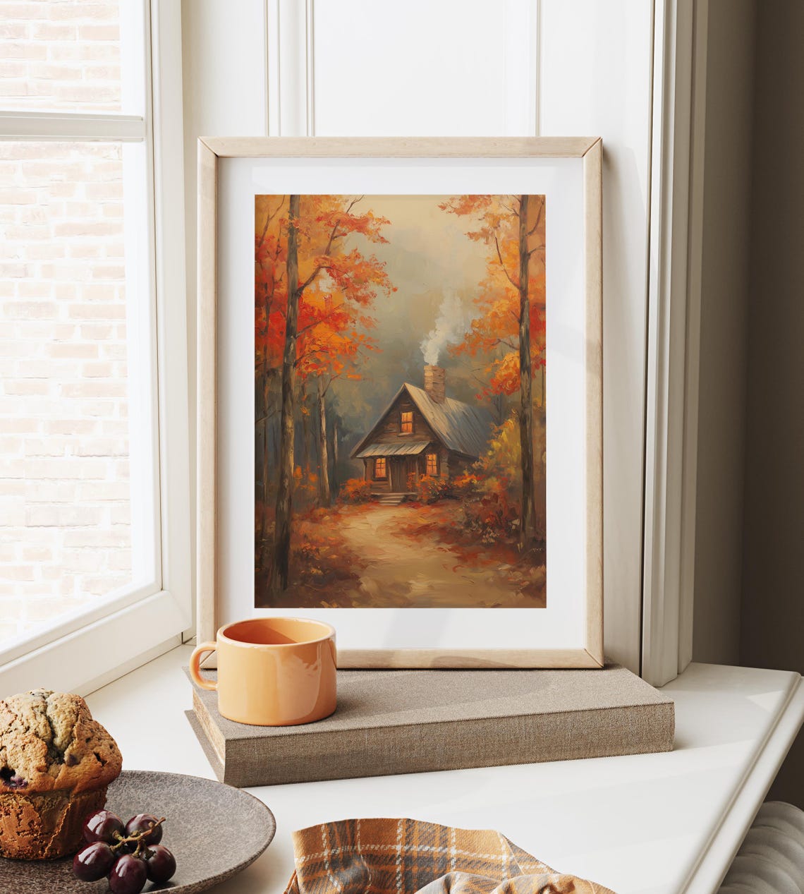 Cozy Cabin Autumn Woods Smoky Chimney Warm Fall Windows Poster - Image 6