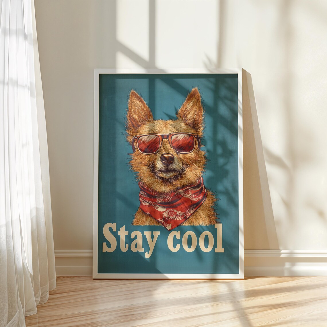 Vintage Trendy Stay Cool Brown Dog Red Sunglasses Dog Poster - Image 5
