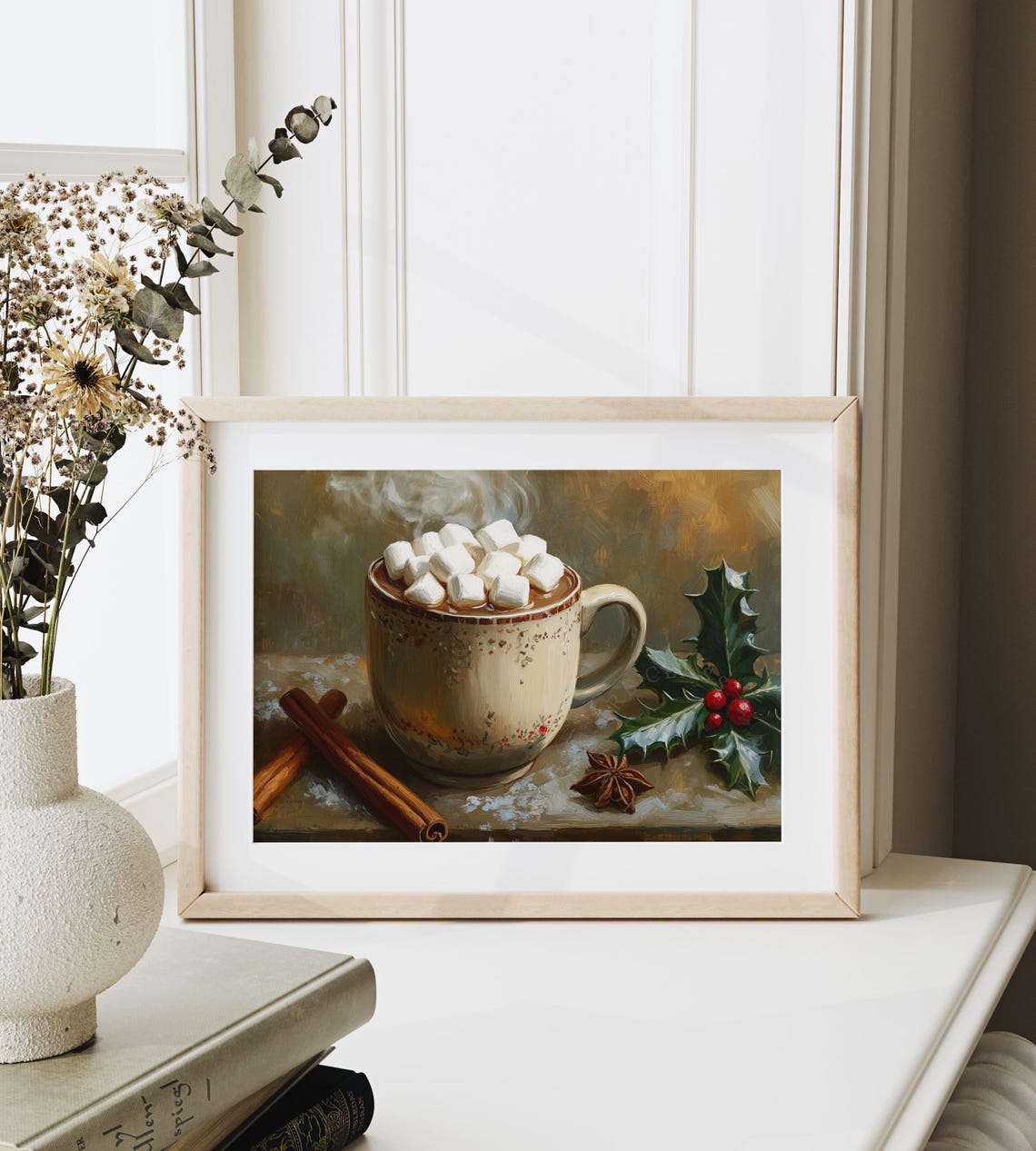 Steaming Hot Cocoa With Marshmallows Cinnamon And Star Anise Wall Art - Image 6