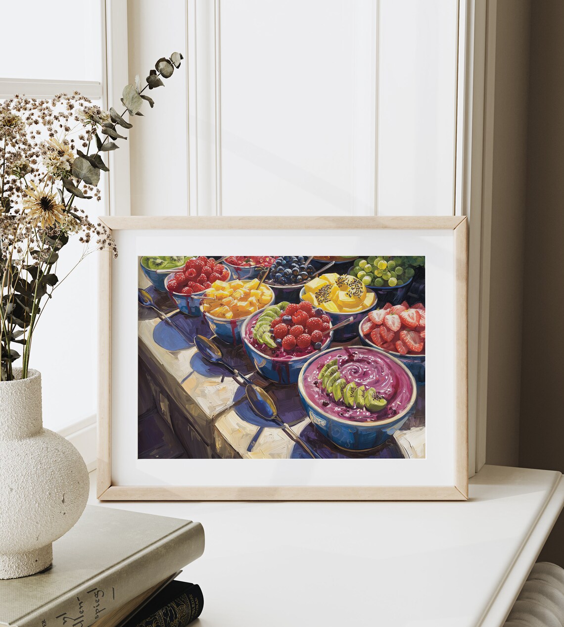 Colorful Acai Bowls Fresh Berries Kiwi Sunny Breakfast Table Art Poster - Image 6