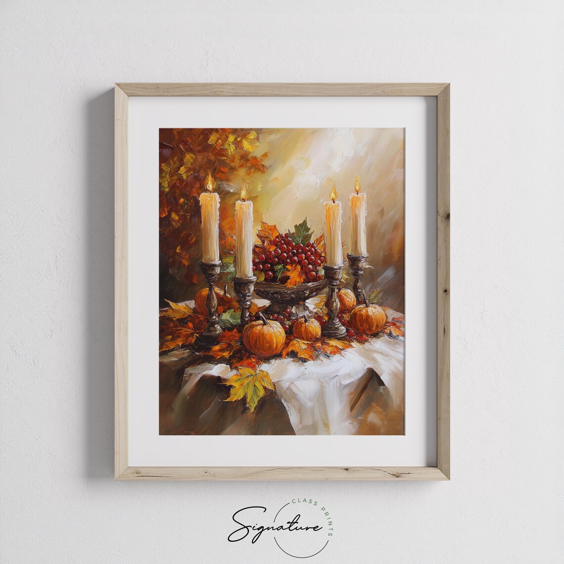 Candlelit Pumpkin And Berry Harvest Autumn Still Life Poster - Image 3