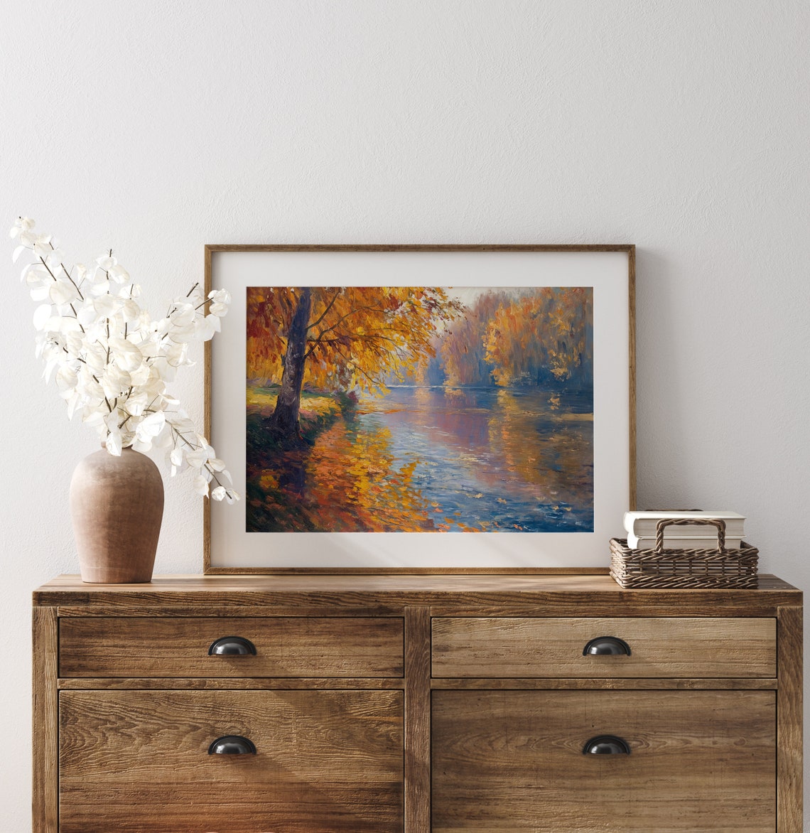 Autumn River With Golden Foliage Serene Fall Landscape Art Poster - Image 3