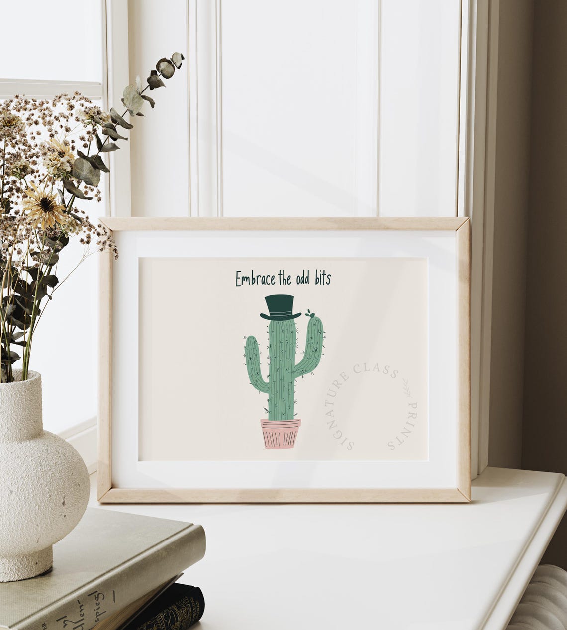 Embrace The Odd Bits Whimsical Cactus Wearing A Top Hat Wall Art - Image 6