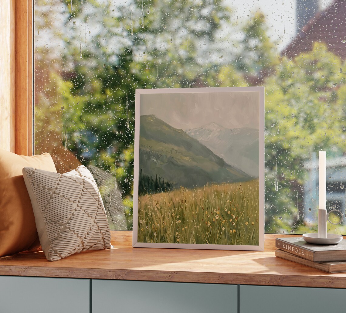 Mountain Wildflower Meadow with Green Hills Summer Landscape Poster - Image 2