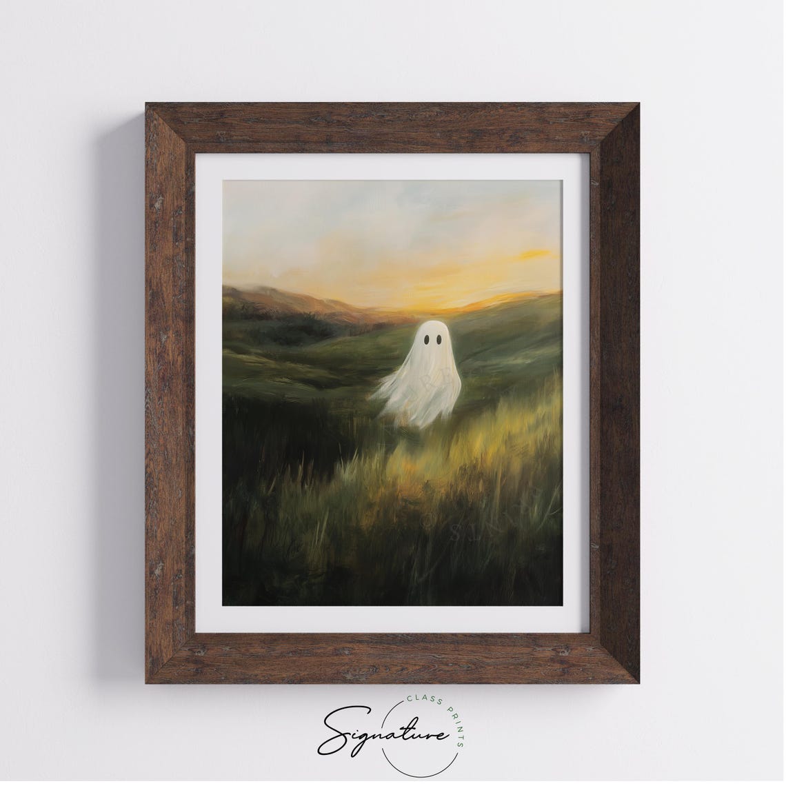 Floating Ghost Rolling Hills Golden Sunset Pastoral Art Poster - Image 4