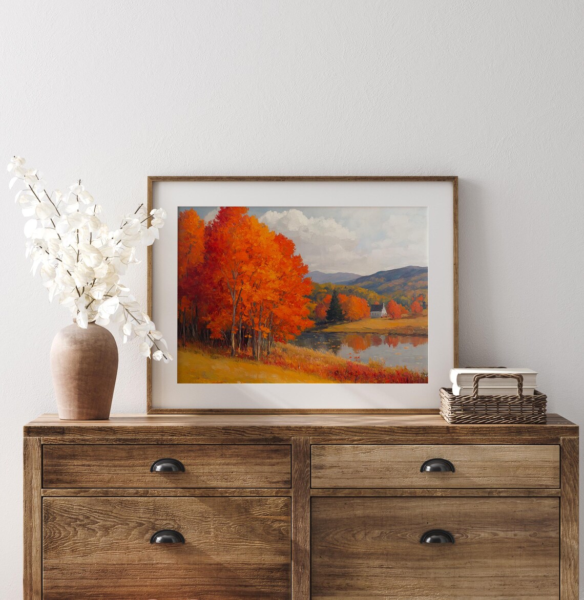 Fiery Maple Trees In Vermont Art Print, Rustic Fall - Image 3