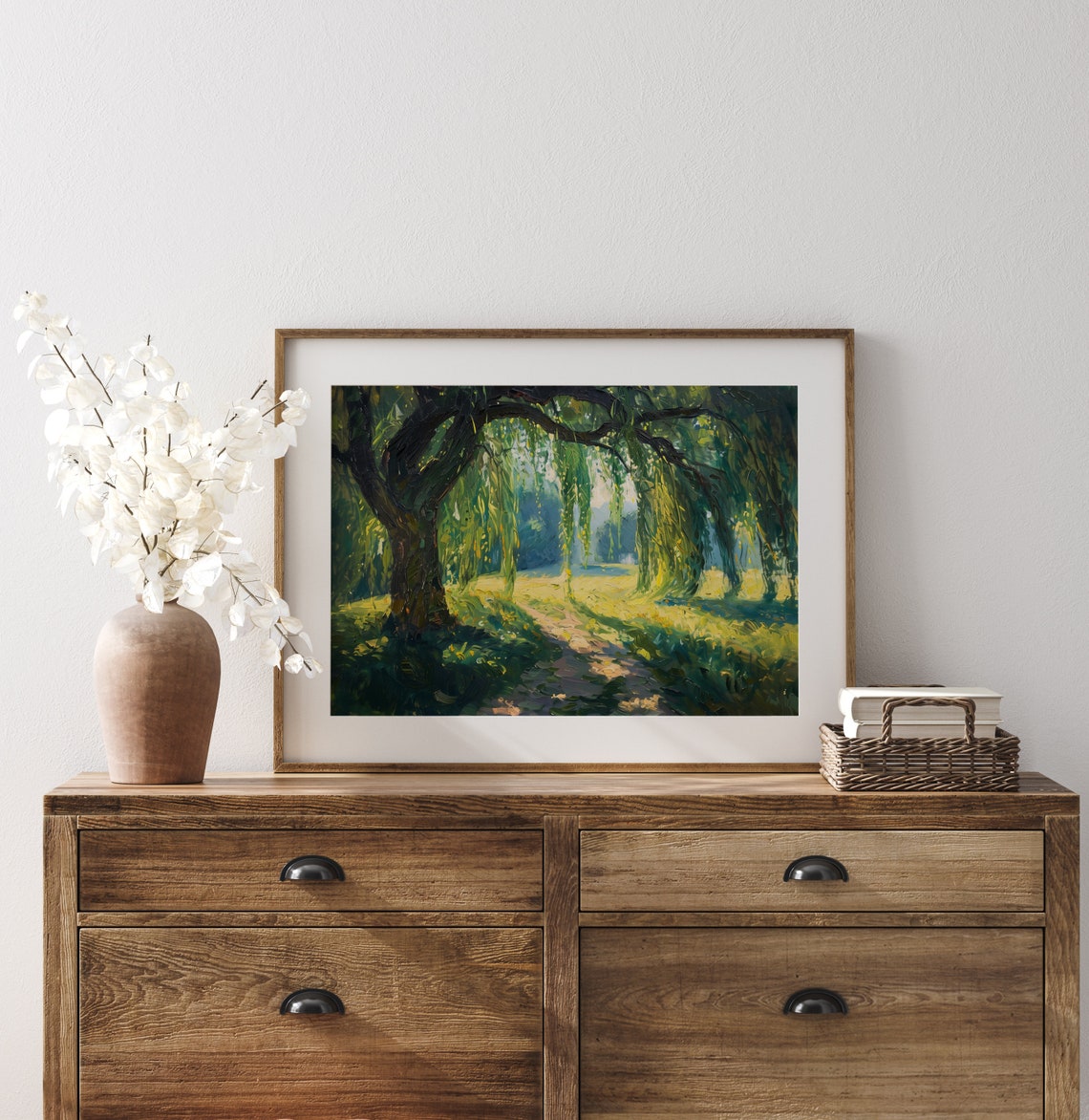 Grand Weeping Willow Over Sunlit Meadow Dappled Light Poster - Image 3