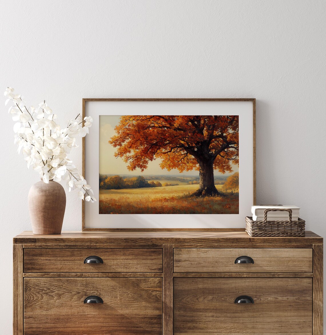 Autumn Oak Tree Majestic English Countryside Golden Foliage Art Poster - Image 3