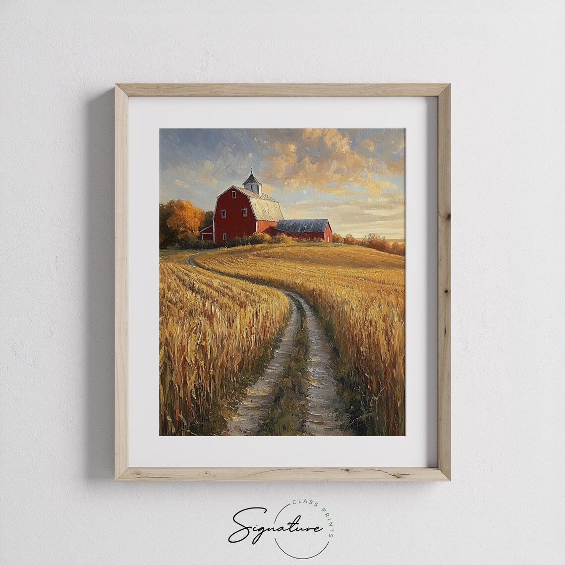 Red Barn Golden Hill Wheat Field Winding Path Country Scene Poster - Image 3
