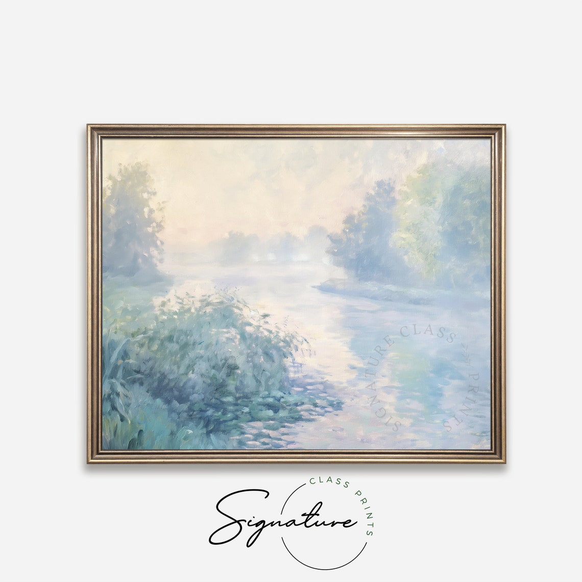 Seine Near Giverny Soft Misty Pastel Morning River Scene Poster - Image 4