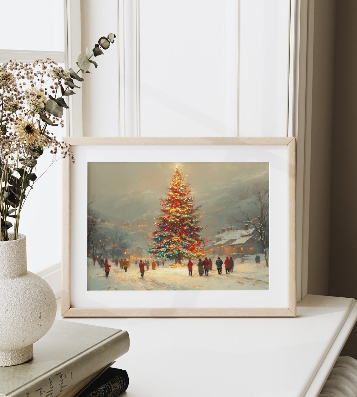 Villagers Gathering Around Glowing Christmas Tree At Dusk Poster - Image 6