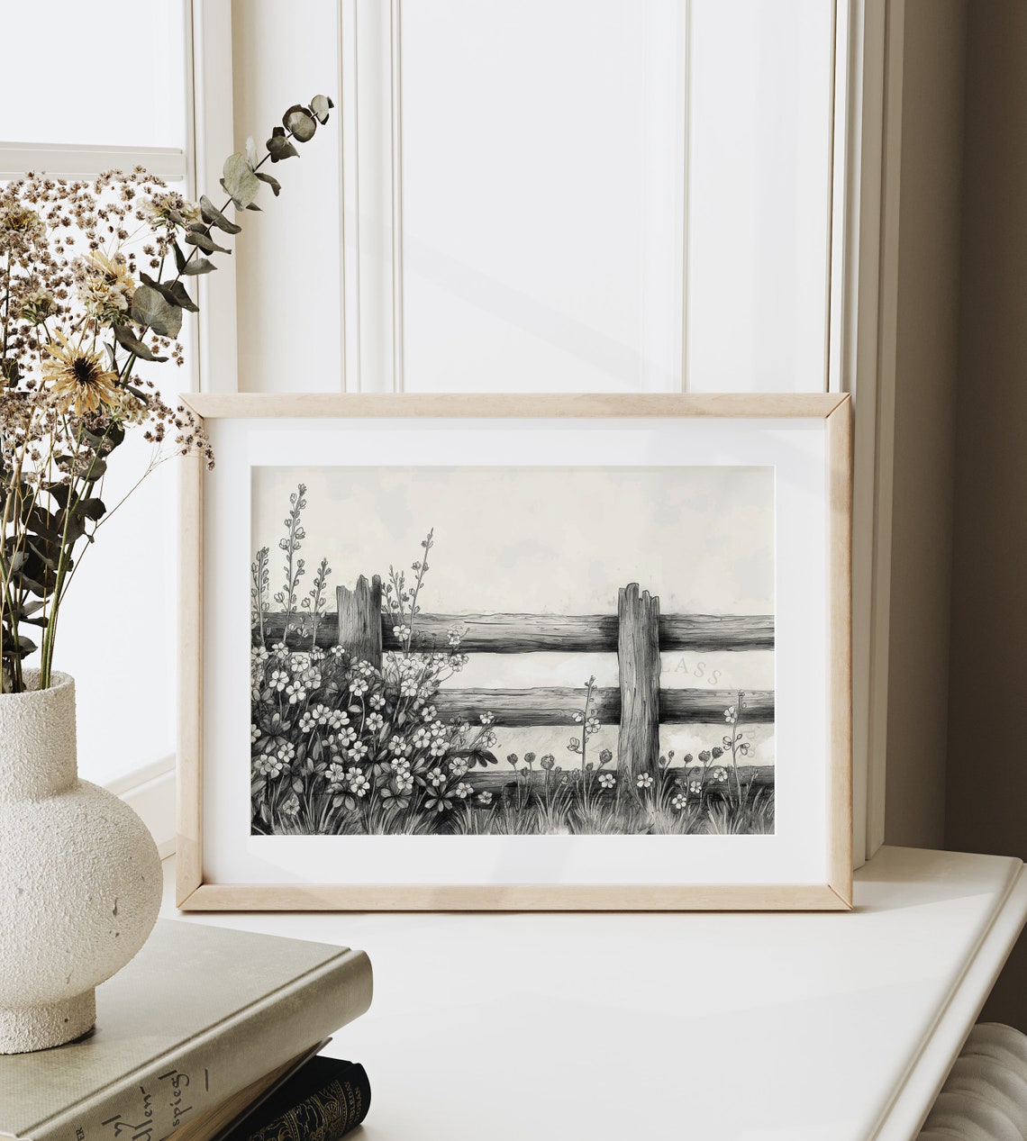 Forget Me Not Blooms By Rustic Fence Botanical Sketch Art Poster - Image 6