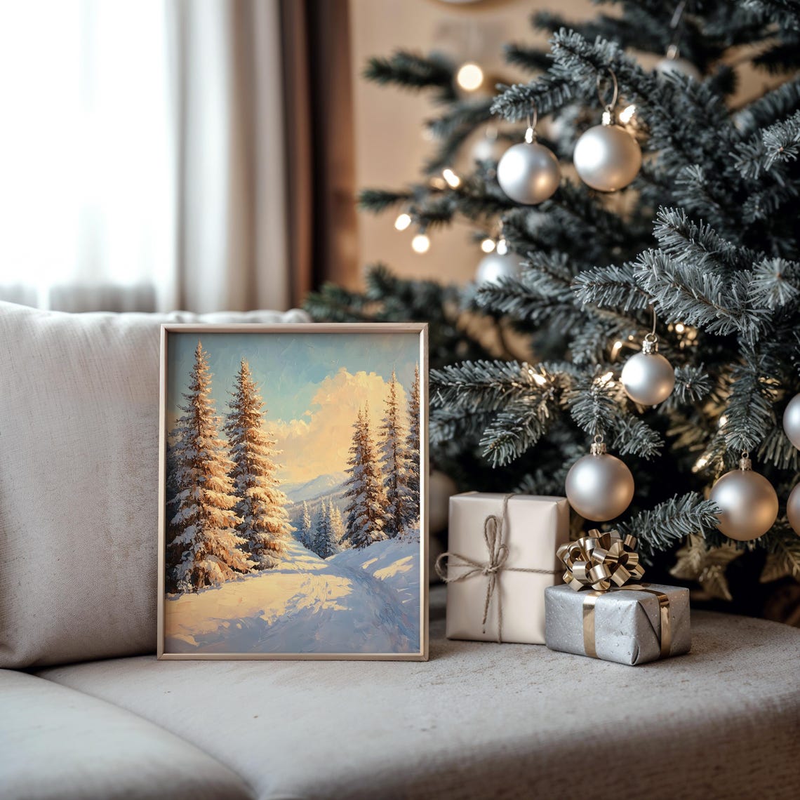 Sunlit Snowy Cedars in Warm Morning Light Winter Forest Poster - Image 5