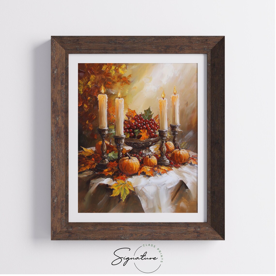 Candlelit Pumpkin And Berry Harvest Autumn Still Life Poster - Image 4