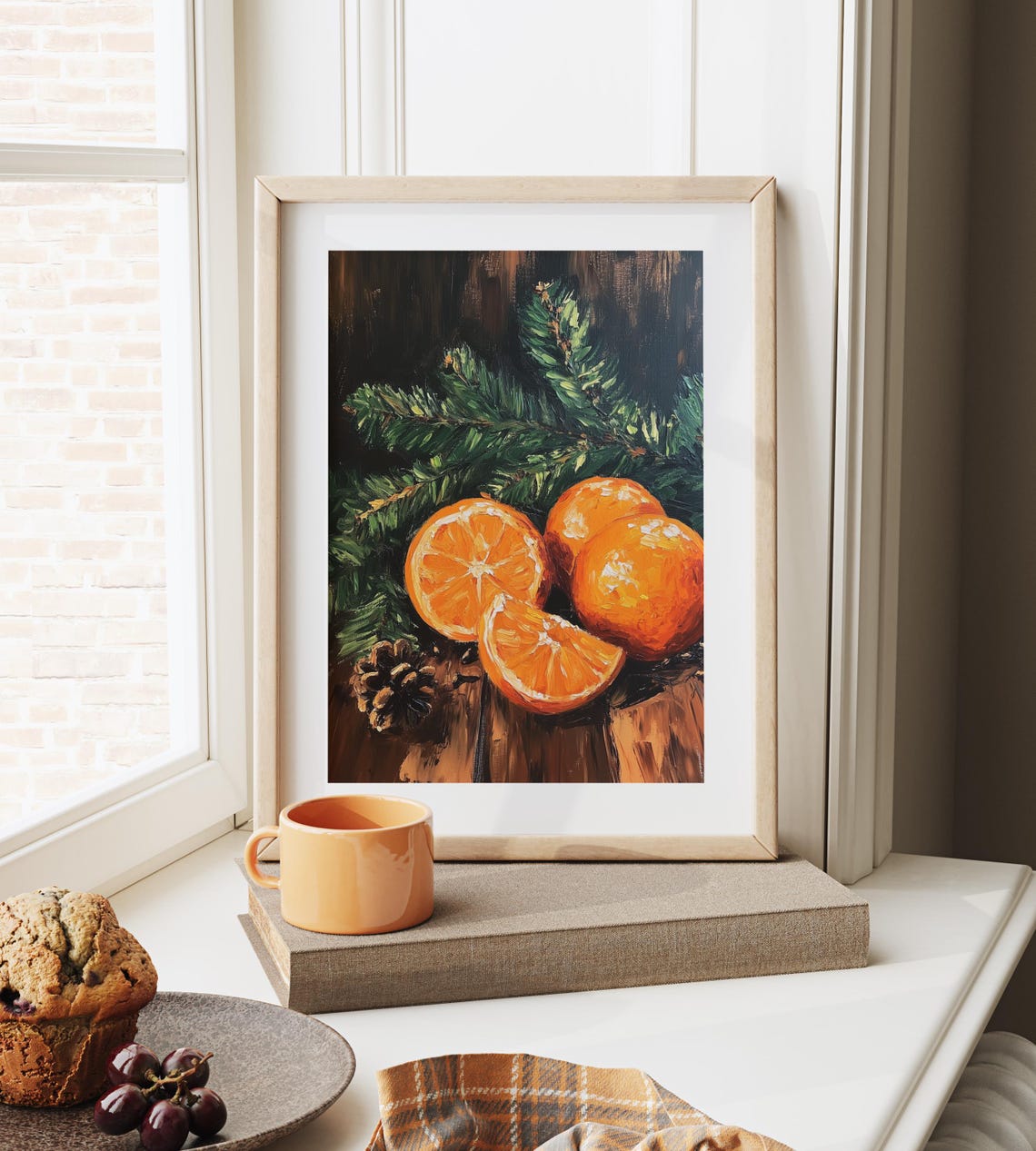 Oranges Pine Branches Painting Holiday Citrus Still Life Decor Poster - Image 6