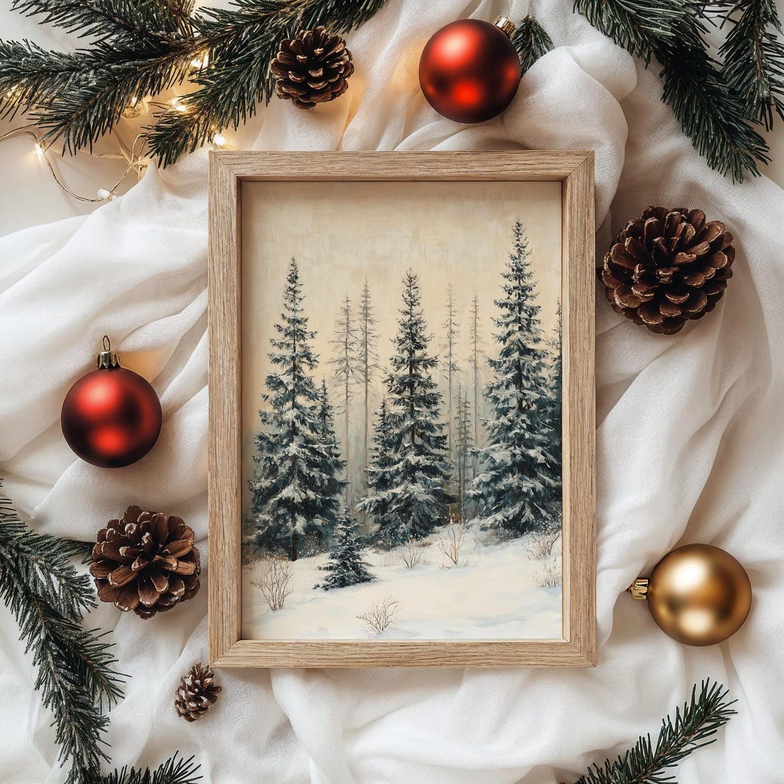 Misty Blue Fir Forest in Soft Foggy Winter Landscape Scene Poster - Image 4