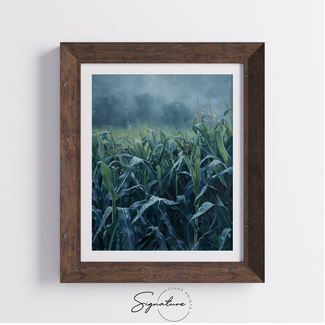 Rainy Corn Field Storm Green Leaves Summer Shower Dramatic Nature Poster - Image 4