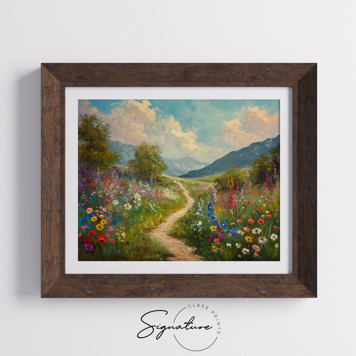 Wildflower Trail Toward Blue Mountains Impressionist Landscape Poster - Image 5