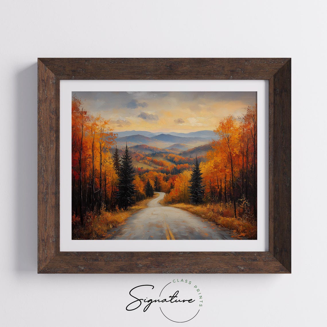 Autumn Country Road Forest Sunset Mountains Evening Glow Poster - Image 5