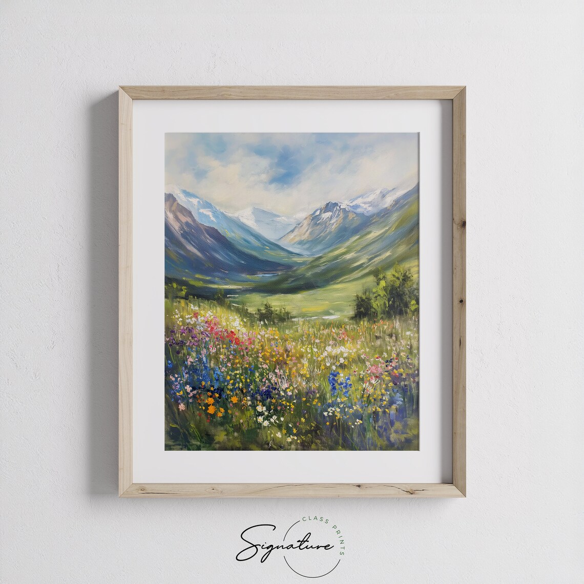 Alpine Valley Wildflower Meadow Beside Lake Mountain View Art Poster - Image 3