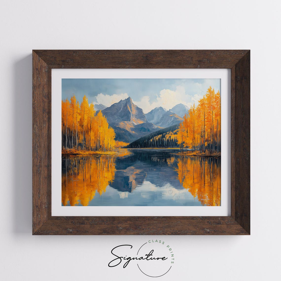 Autumn Mountain Lake Golden Aspens Reflection Fall Landscape Wall Art - Image 5