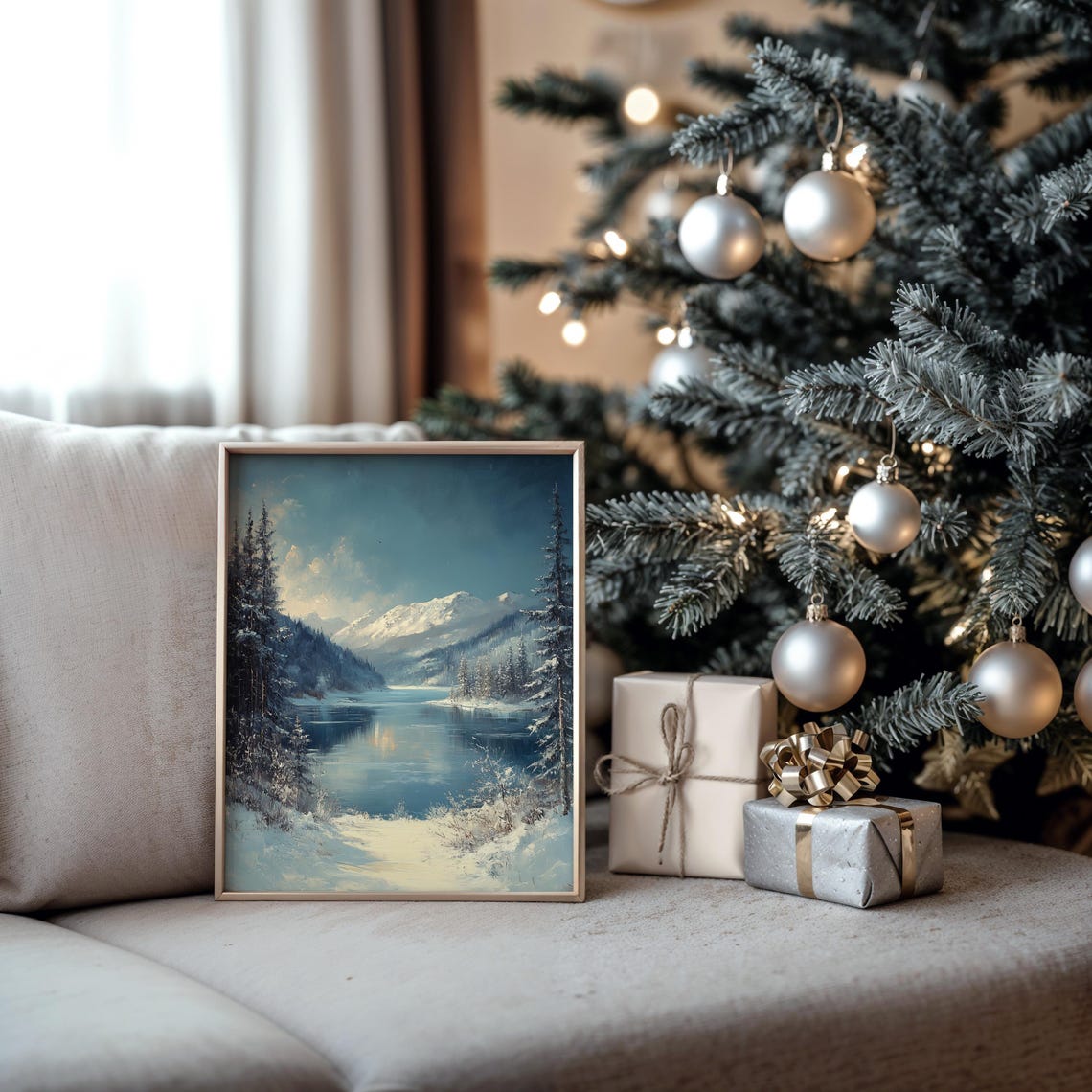 Snowy Valley Lake With Frosted Pines And Mountains Art Poster - Image 5