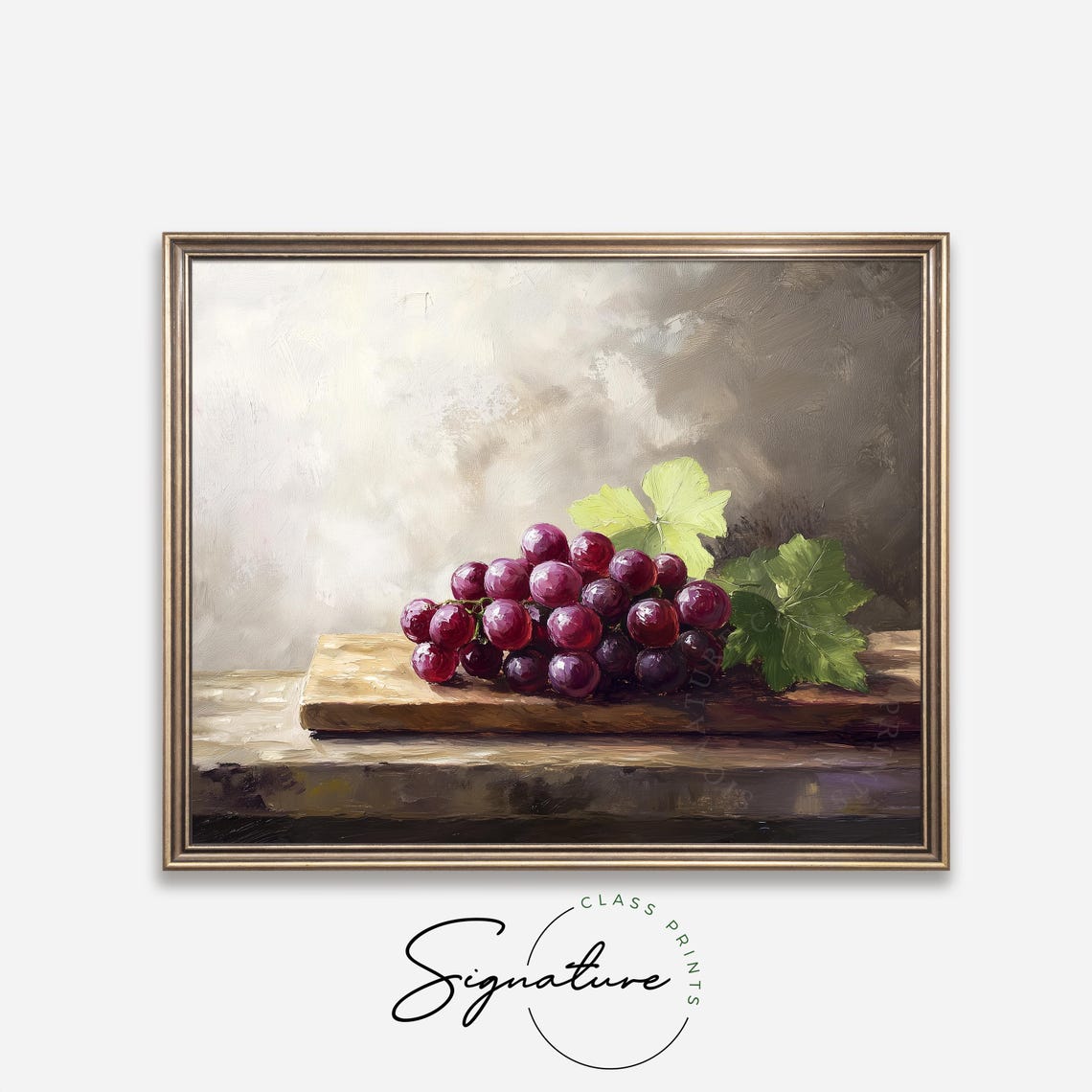 Red Grapes On A Wooden Board Rustic Kitchen Still Life Painting Poster - Image 4