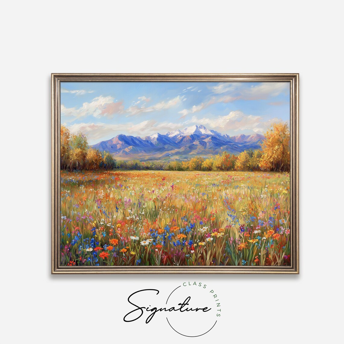 Wildflower Meadow Mountain Landscape Painting Colorful Fall Field Poster - Image 4