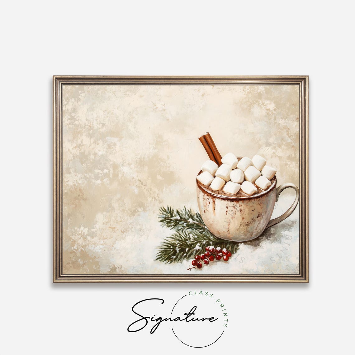 Hot Cocoa Mug With Marshmallows Cinnamon Festive Kitchen Art Poster - Image 4