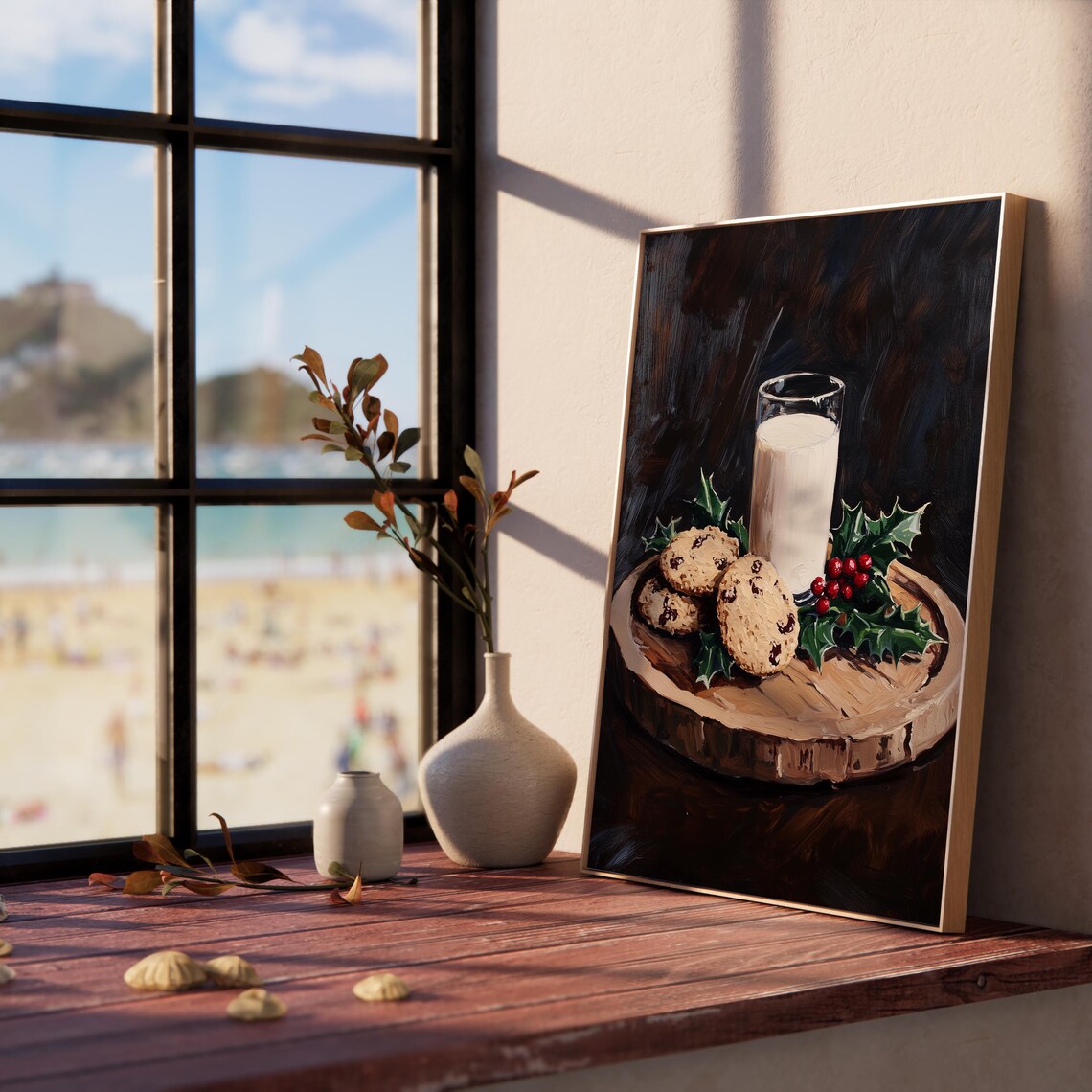 Milk And Cookies For Santa On Wooden Board Holiday Painting Poster - Image 5