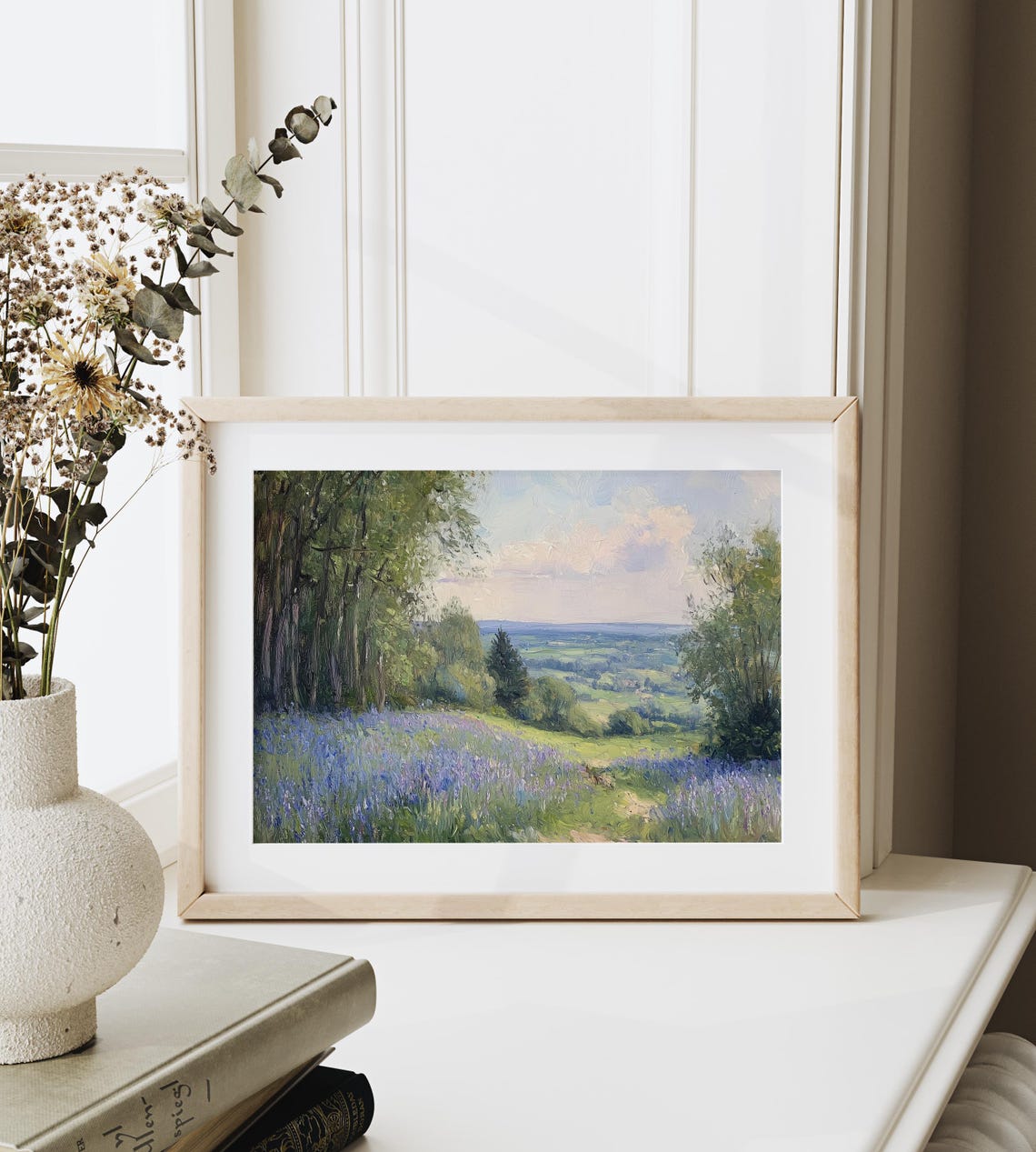Moody Bluebell Meadow Valley Overlook Dusk Wildflower Art Poster - Image 6