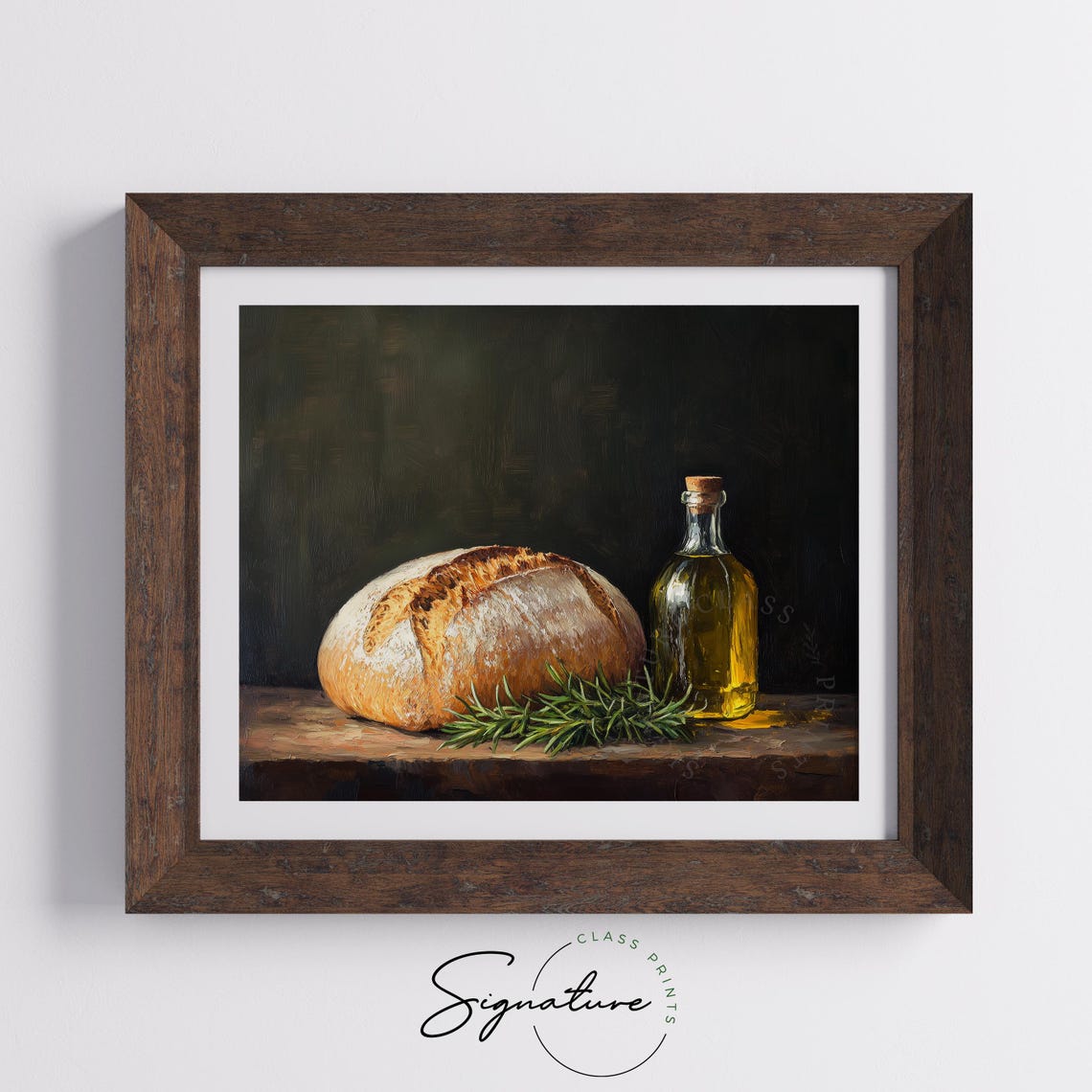 Rustic Bread Loaf with Olive Oil and Rosemary Still Life Poster - Image 5