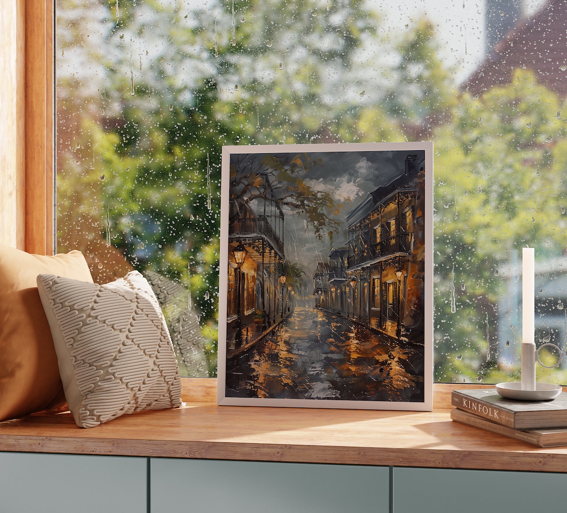 Rainy New Orleans Street Art Print, French Quarter Scene - Image 2