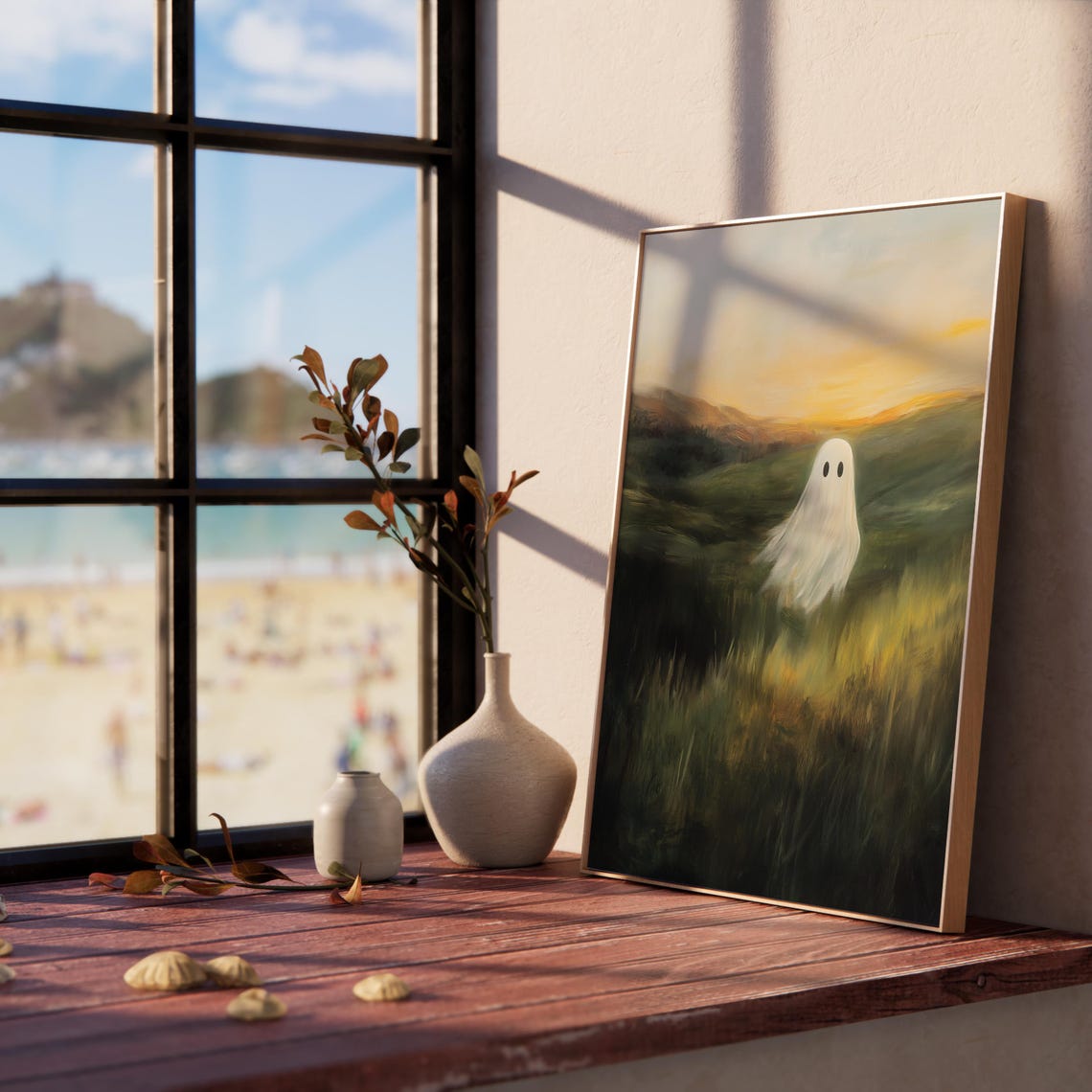 Floating Ghost Rolling Hills Golden Sunset Pastoral Art Poster - Image 5