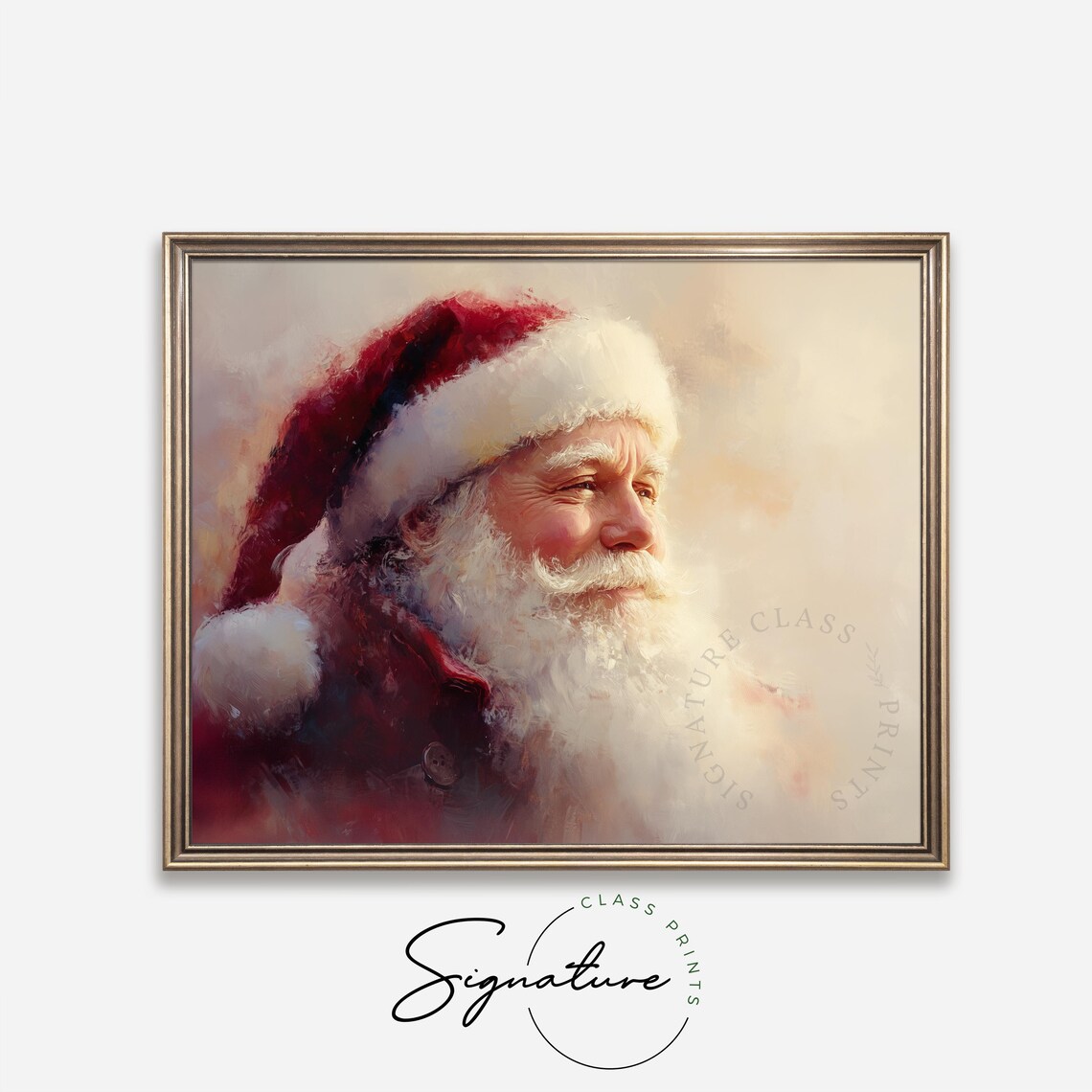 Santa Claus Smiling In Warm Light Soft Watercolor Portrait Poster - Image 4