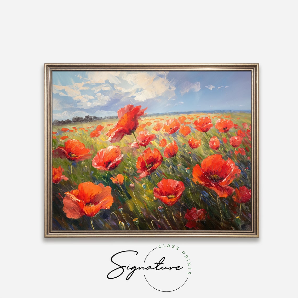 Red Poppy Field In Full Bloom Vibrant Impressionist Poster Art - Image 4