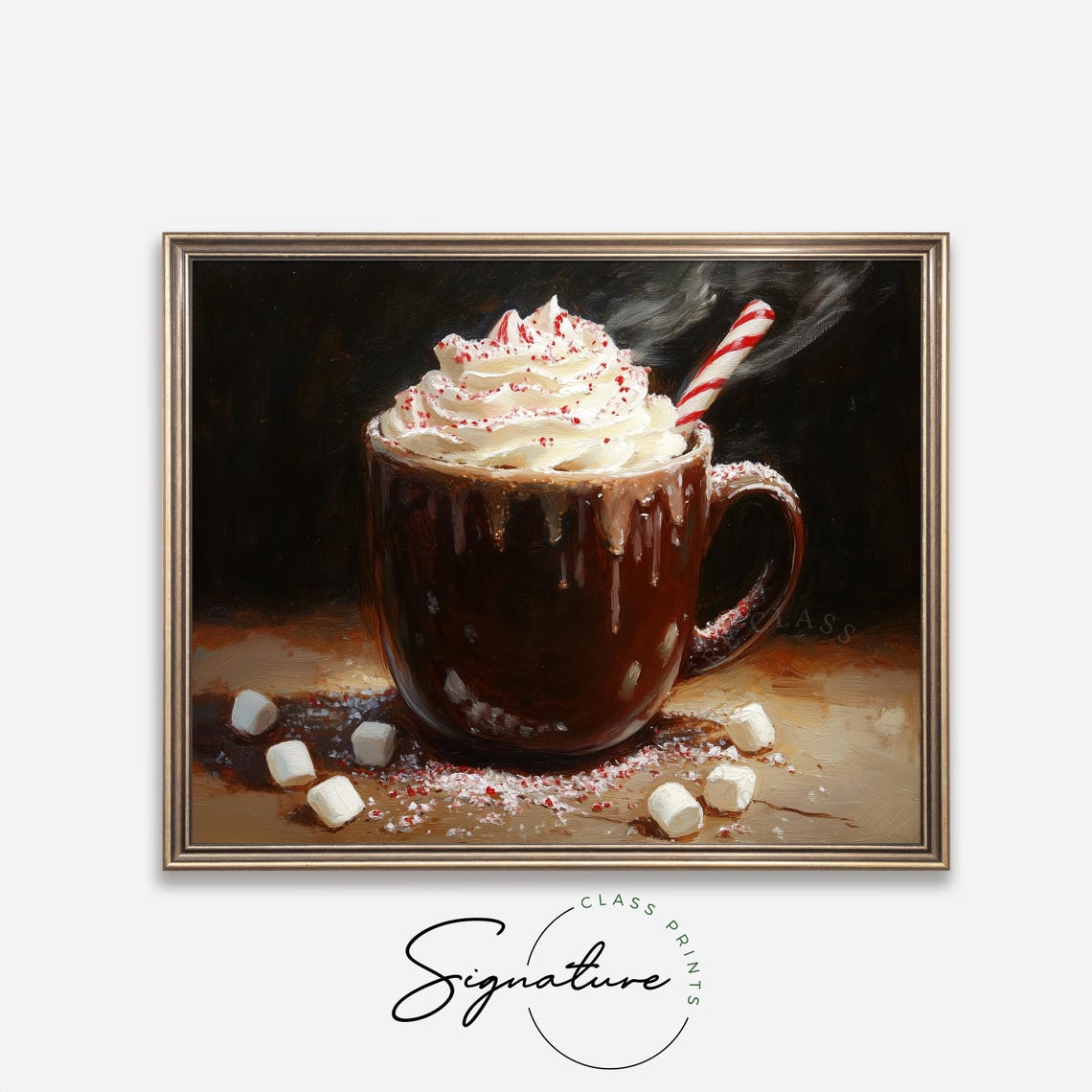 Hot Cocoa With Whipped Cream And Peppermint Candy Cane Art Poster - Image 4