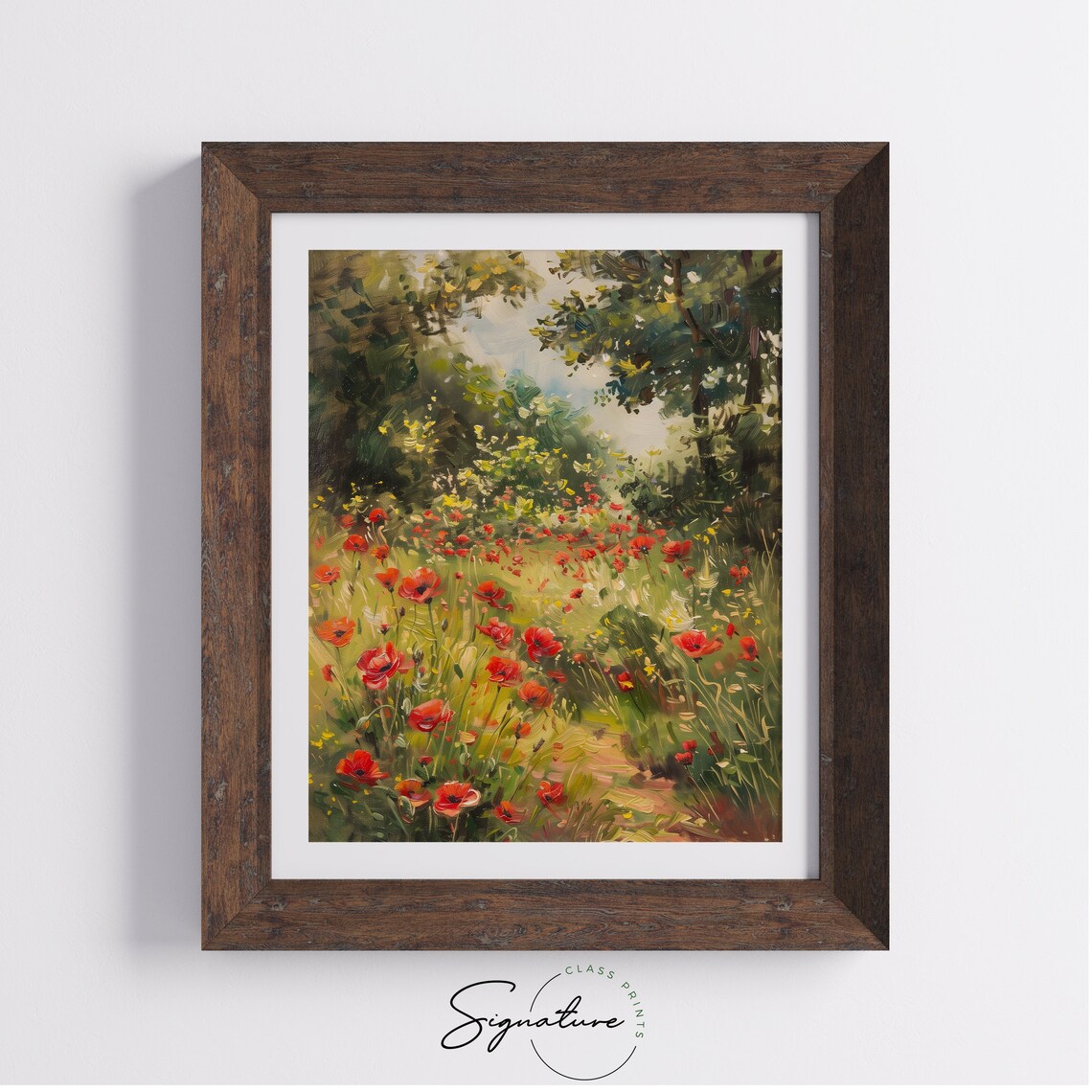 Red Poppy Field In Woodland Clearing Summer Flower Landscape Poster - Image 4